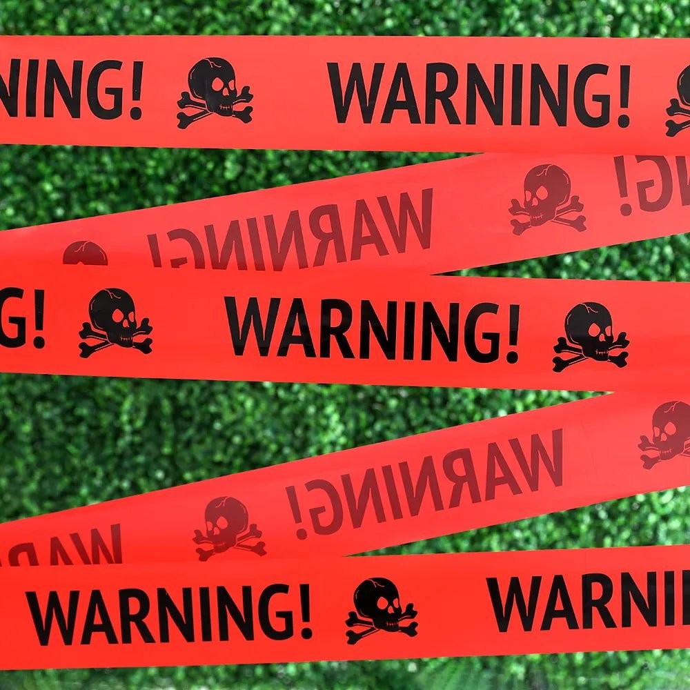 Spooky Halloween Caution Tape Set with Printed Warning Signs for Haunted House Parties