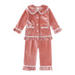 Kids Pajama Set with Plaid Pants and Elastic Waistband
