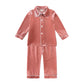 Kids Pajama Set with Plaid Pants and Elastic Waistband