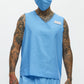 Blue Medical Scrub Costume Set for Men with V Neck Top and Loose Fit Pants