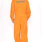 Prisoner Costume Jumpsuit with Chest Print and Front Closure, Orange