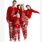 Family Matching Christmas Pajamas with Reindeer and Snowflake Print, Red or Blue