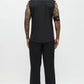 Black Officer Costume Shirt and Hat Set for Men
