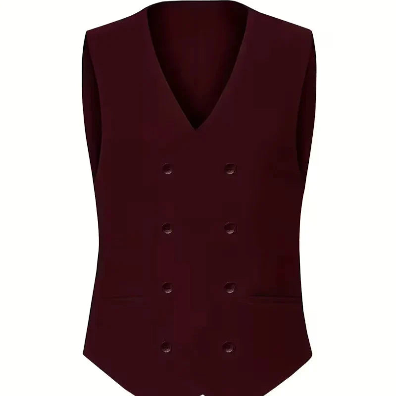 Get ready for any event with this slim fit double-breasted 3-piece suit for men, featuring a waistcoat.