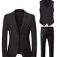 Stylish slim fit 3-piece men's suit, featuring a double-breasted jacket and matching waistcoat.