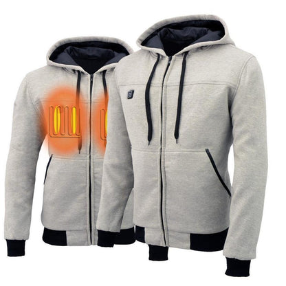 Mens Heated Hoodie with 3-Setting Panels and 10000mAh Battery, Front Zipper