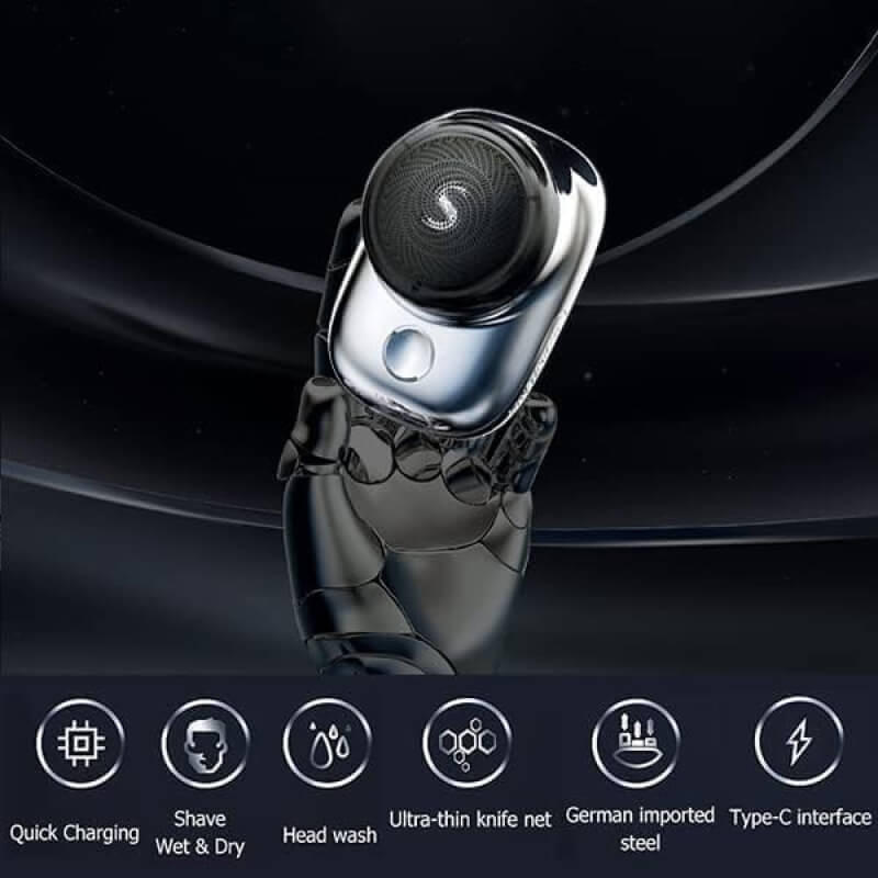 Electric Shaver for Men with 6 Stainless Steel Blades and Wet or Dry Use, USB Charging