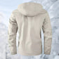 Mens Outdoor Jacket with Adjustable Detachable Hood and Breathable Membrane, Multiple Zippered Pockets