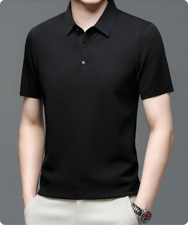Men's Polo Shirt with Tailored Fit and Breathable Cotton Blend, Machine Washable