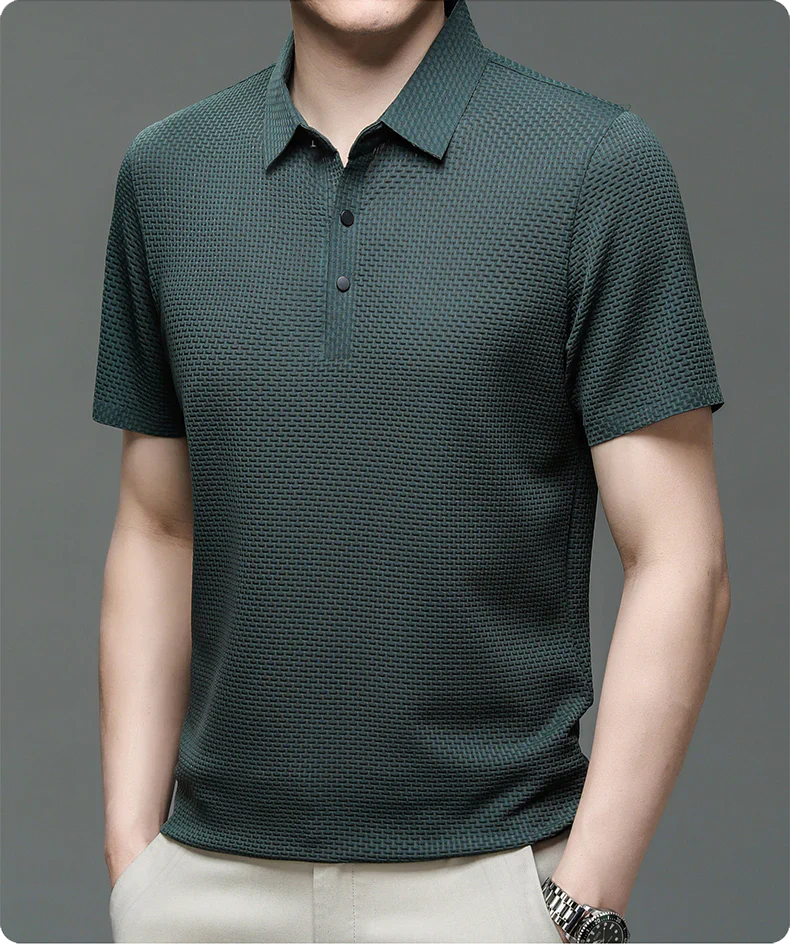 Men's Polo Shirt with Tailored Fit and Breathable Cotton Blend, Machine Washable