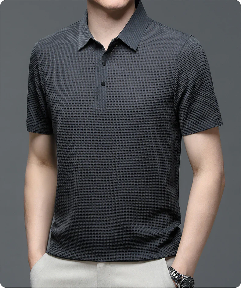 Men's Polo Shirt with Tailored Fit and Breathable Cotton Blend, Machine Washable