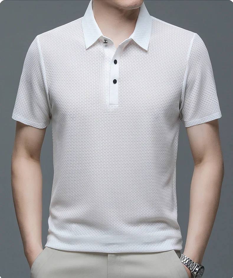 Men's Polo Shirt with Tailored Fit and Breathable Cotton Blend, Machine Washable