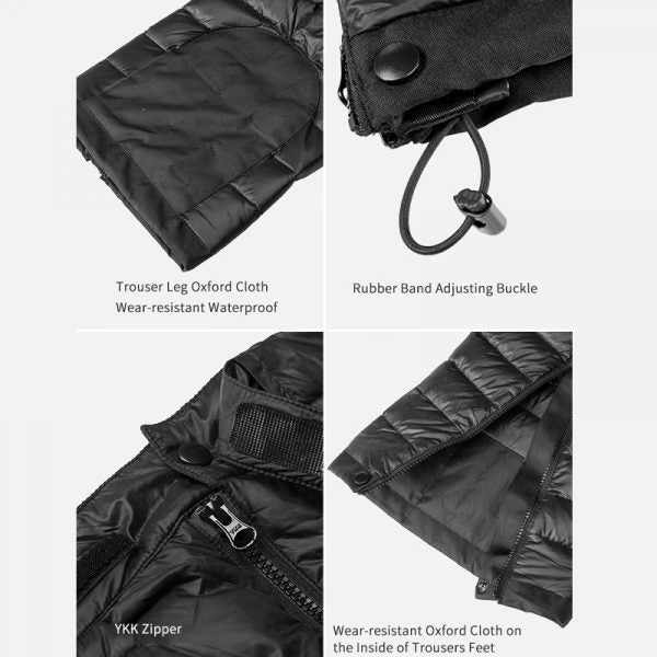 Insulated Down Pants with Full Leg Side Zippers and Goose Down Fill for Winter Hiking