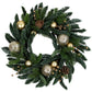 Artificial Christmas Wreath with Gold Ornaments and Real Pine Cones, 22 Inch