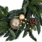 Artificial Christmas Wreath with Gold Ornaments and Real Pine Cones, 22 Inch