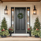 Artificial Christmas Wreath with Gold Ornaments and Real Pine Cones, 22 Inch