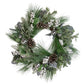 Frosted Christmas Wreath with Pine Branches and White Berries, 24 Inch