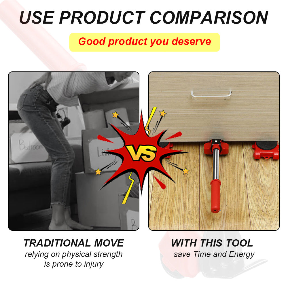 Heavy Furniture Roller Set with Lifting Tool and 360-Degree Wheels, Scratch-Proof