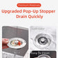 Push Button Sink Drain Strainer with Steel Basket and Silicone Seal