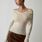 Slim Fit Knit Top with Polyester Acrylic Blend and Wrist Length Sleeves