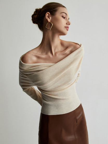 Slim Fit Knit Top with Polyester Acrylic Blend and Wrist Length Sleeves