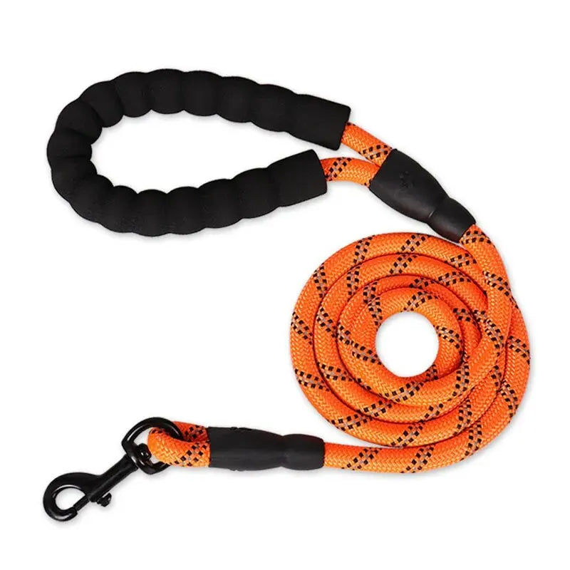 Dog Leash with Reflective Stitching and Padded Grip, Double Rope Construction