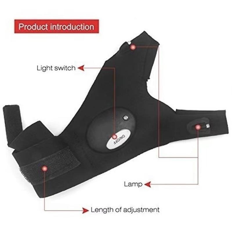 Fingerless LED Work Gloves with Dual Finger Lights and Adjustable Strap