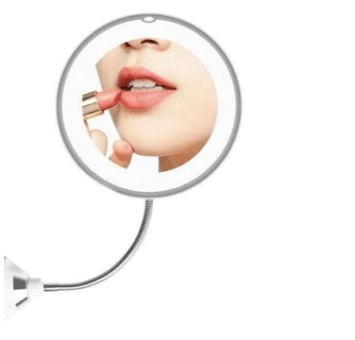 Magnifying Makeup Mirror with 14 LED Bulbs and Flexible Gooseneck, Suction Cup Base