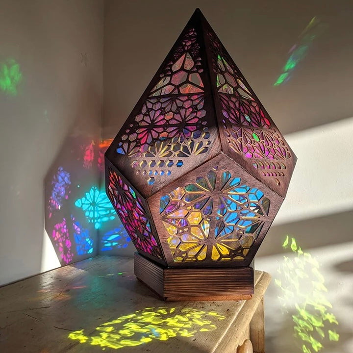 Bohemian Projection Lamp, Colorful Wooden USB Night Light