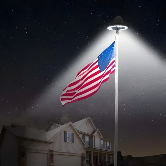 Solar Flagpole Light, LED Disc Topper with Automatic Night Sensor