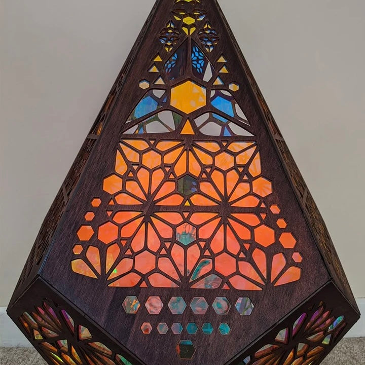 Bohemian Projection Lamp, Colorful Wooden USB Night Light