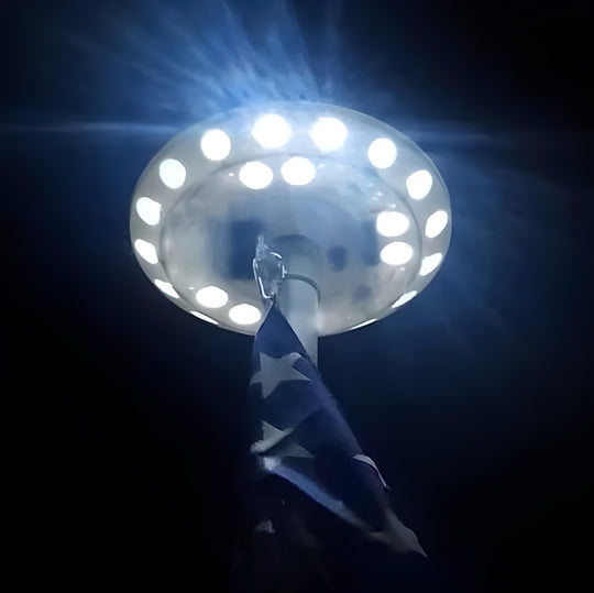 Solar Flagpole Light, LED Disc Topper with Automatic Night Sensor