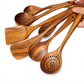 Teak Wood Kitchen Utensils Set with 8-Piece Cooking Tools and Heat-Resistant Handle