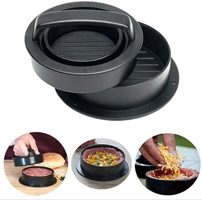 Manual Burger Patty Press with Removable Mold and Consistent Thickness Control