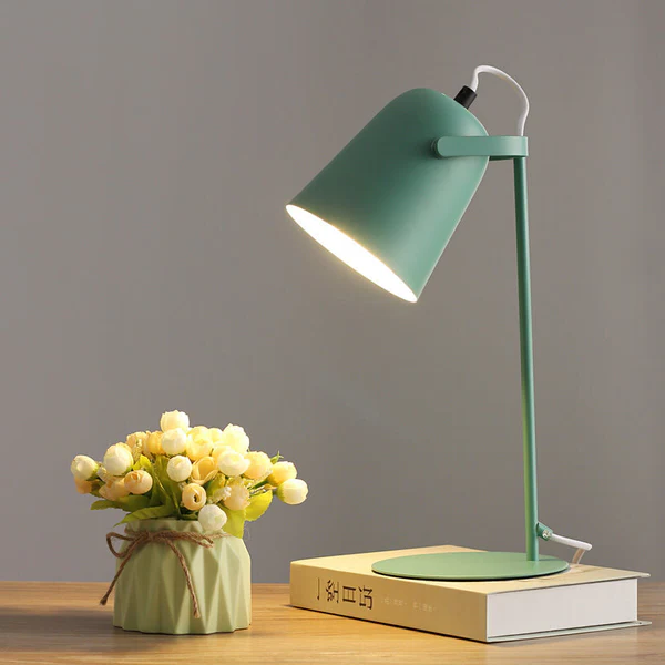 Table Lamp with Macaron Pastel Finish and Iron Bucket Shape, Plug-in E26 Base
