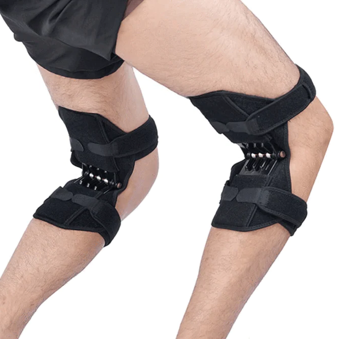 Spring Loaded Knee Pads with Dual Compression System and Adjustable St