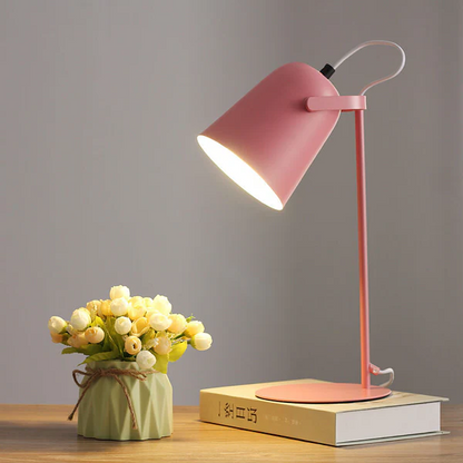Table Lamp with Macaron Pastel Finish and Iron Bucket Shape, Plug-in E26 Base