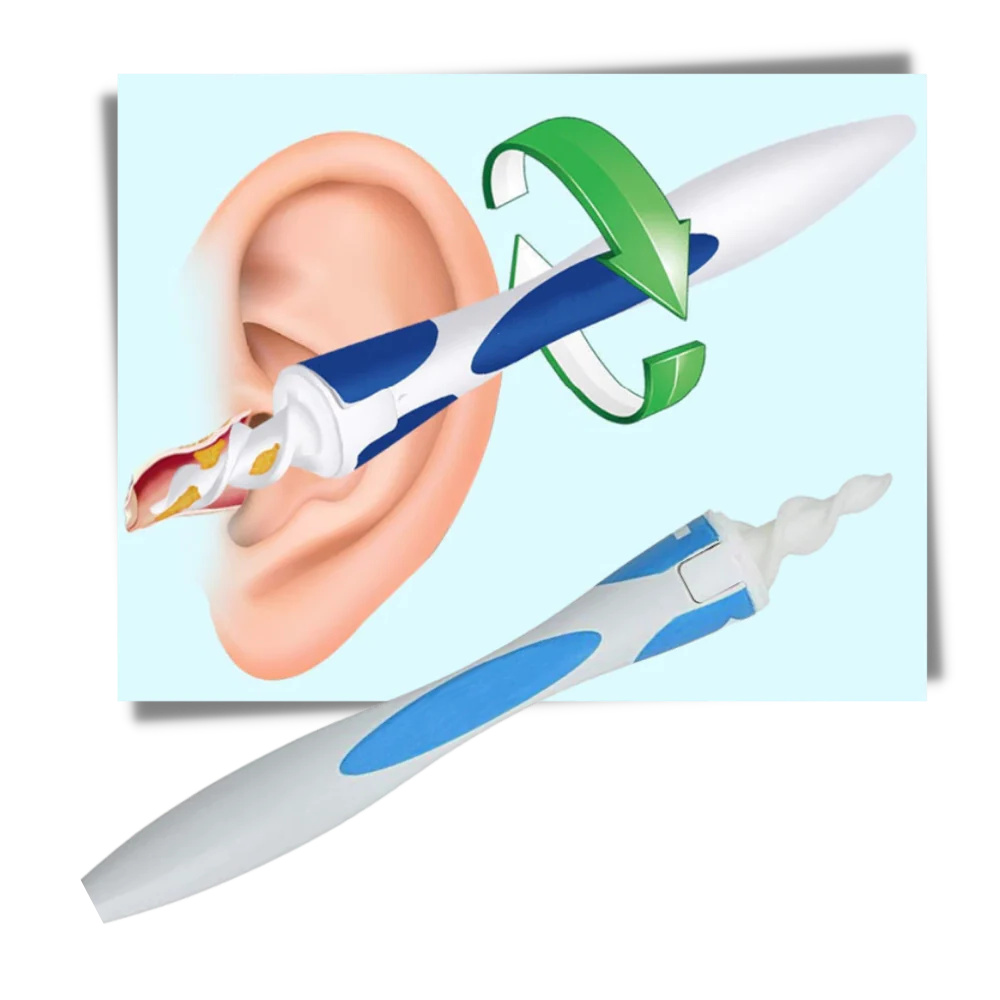 Earwax Removal Tool with Spiral Silicone Tips and Reusable Handle, 16-Pack