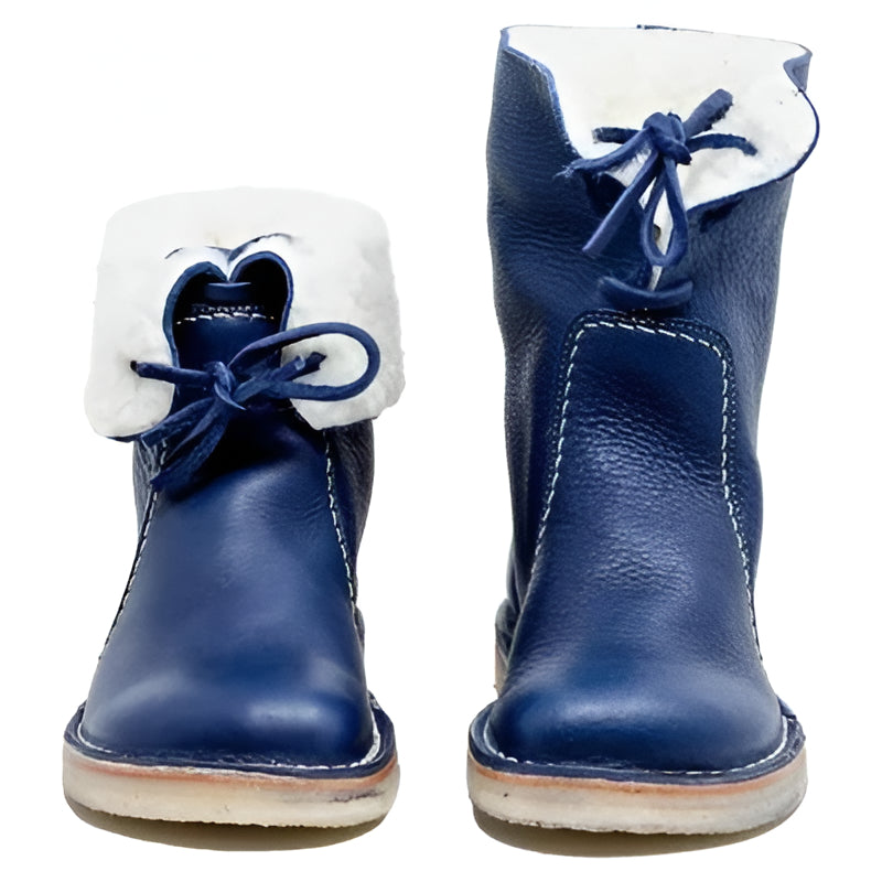 Winter Boots with Wool Lining and Rubber Sole, Adjustable Collar