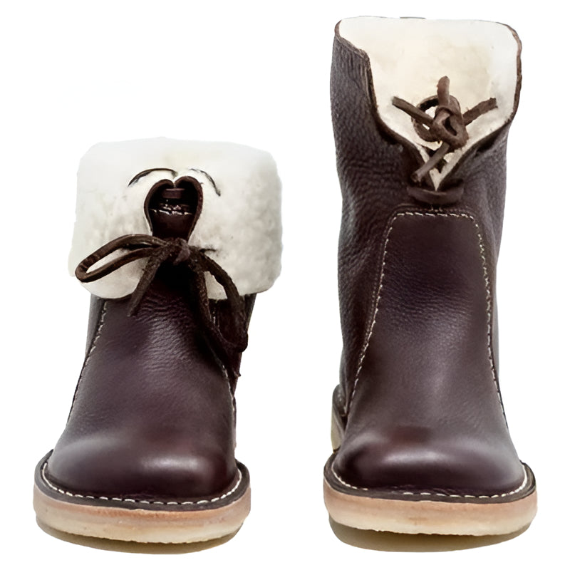 Winter Boots with Wool Lining and Rubber Sole, Adjustable Collar