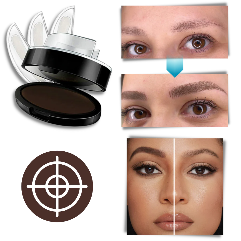 Eyebrow Stamp with Dual Right and Left Stamps and Powder, 3 Shades