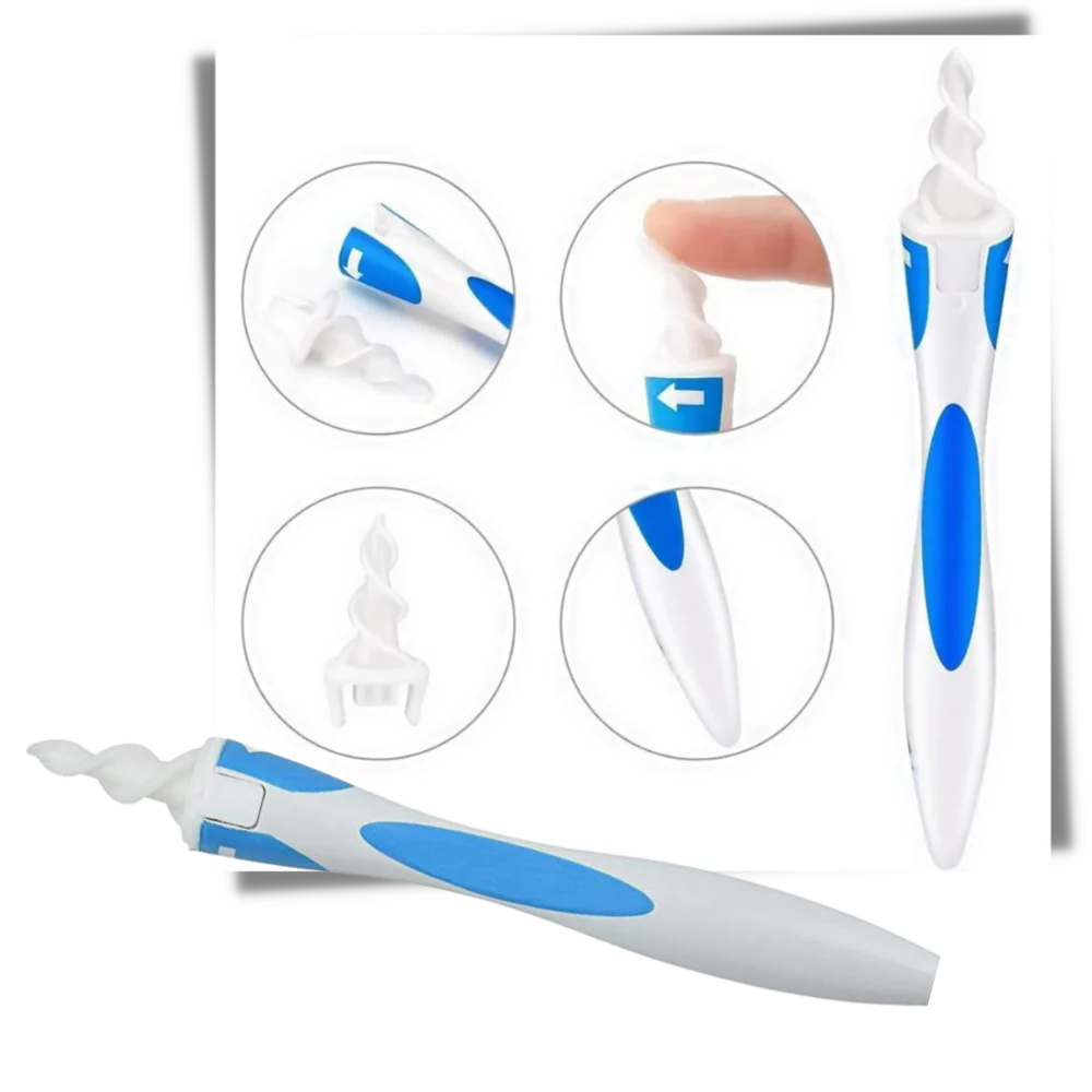 Earwax Removal Tool with Spiral Silicone Tips and Reusable Handle, 16-Pack