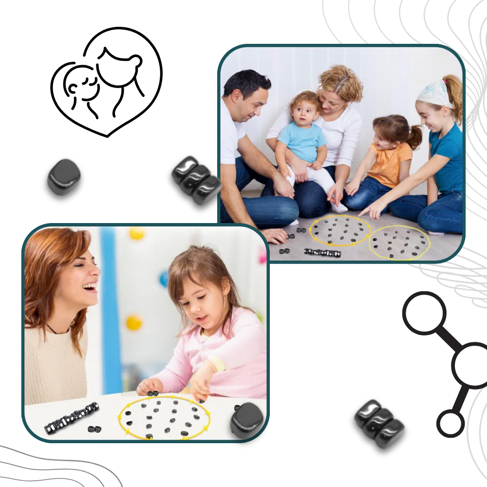 Magnetic Chess Set with 20 Repelling Pieces and Adjustable Rope Ring, Portable Pouch