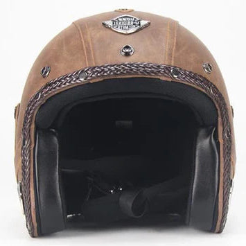 Classic Open Face Motorcycle Helmet with Retro Goggles