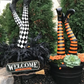 Witch Leg Yard Stakes with Striped Resin Design and Golden Buckle Boots, Set of 2