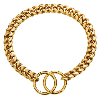 Solid Steel Chain Collar for Dogs with Polished Finish and Chew Resistant Construction