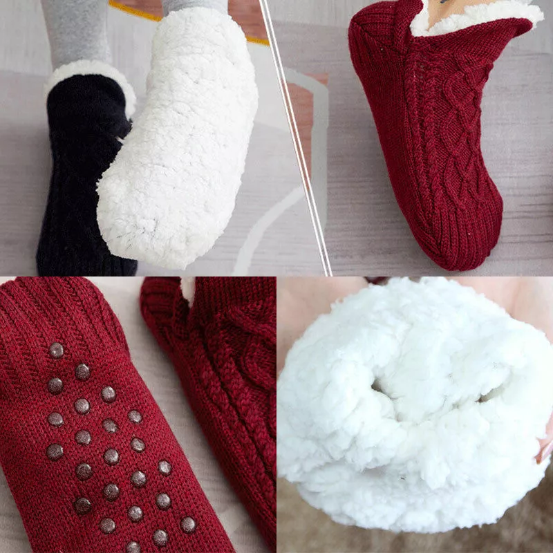 Thermal Socks with Non-Slip Traction and Stretch Cuff, Breathable Indoor Warmth