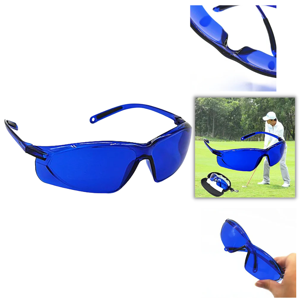 Golf Ball Finder Glasses with Blue Contrast Lenses and Lightweight Frame, Protective Case