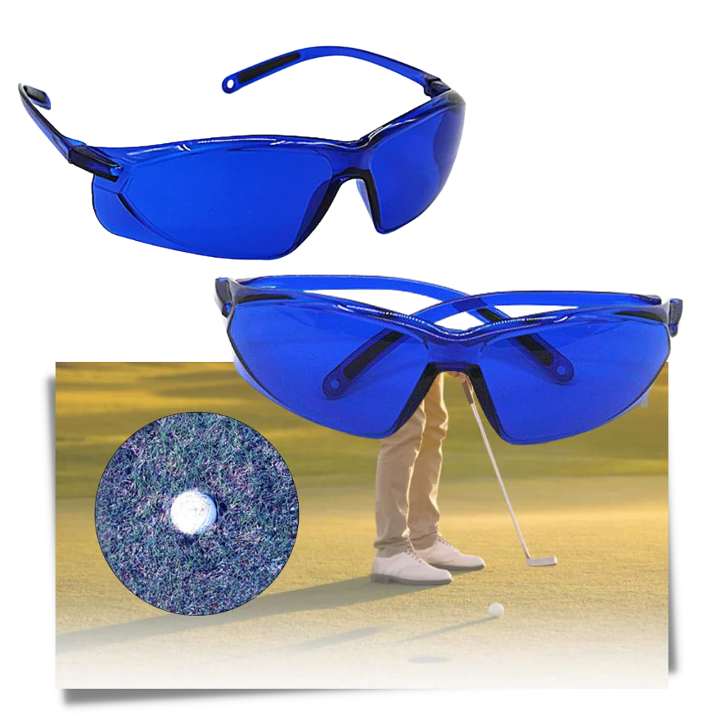 Golf Ball Finder Glasses with Blue Contrast Lenses and Lightweight Frame, Protective Case
