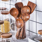 Natural Teak Wood Kitchen Utensil Set, Eco-Friendly Non-Toxic Cooking Tools for Everyday Use